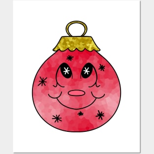 CUTE Red Christmas Ornament Posters and Art